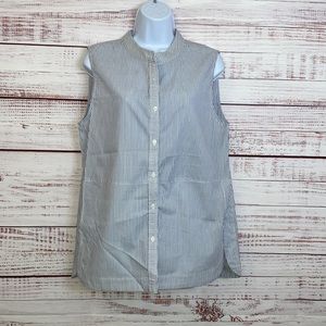 Lumiere white blue stripe Sleeveless Button up Blouse. NWT